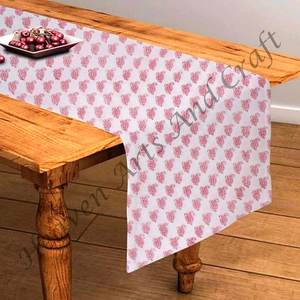 Modern Floral Hand Block Printed Table <b>Runner</b> High Quality Thickened Cotton Fabric For Home Decoration For Wedding Events Home - Product Image 2