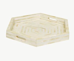 Elegante bandeja de incrustaciones de cuerno y hueso hecha a mano, elegante acento decorativo, perfecta para servir y decorar el hogar - Product Image 4