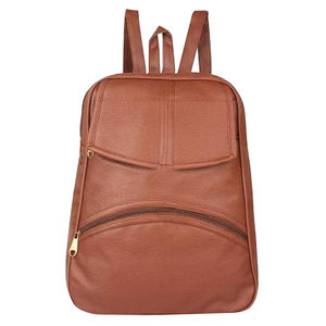 2021 Unisex Custom Logo Panelled Casual Large Outdoor Genuine Leather <b>Laptop</b> <b>Backpack</b> RFID Zipper Vintage Style 20-39 Litre - Product Image 2