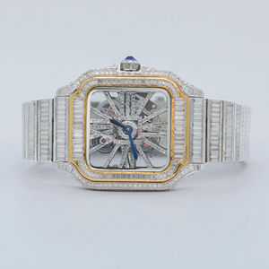 Luxury Edition Baguette Moissanite Studded Stainless Steel <b>Watches</b> for Men's Fashion Statement - Product Image 1