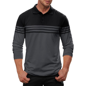 Camisas de Manga Larga para Hombre de Alta Calidad, Corte Ajustado, 100% Algodón, Bloques de Color, Rayas, Tejido de Punto Transpirable, OEM ODM - Product Image 6