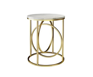 Mesa auxiliar redonda de alta calidad con tapa de mármol, marco de metal de lujo nórdico dorado, mesa auxiliar de sofá pequeño al mejor precio - Product Image 6