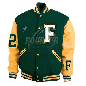 Haute qualité personnalisé équipe Letterman hiver Bomber veste hommes mode cuir veste coton remplissage bouton grande taille imprimer 2025 - Product Image 1