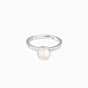 Anillo de flor de perla de plata-Joyería elegante y elegante - Product Image 1