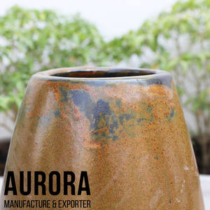 Pot de fleurs en céramique vietnamien fait main de haute qualité, finition émaillée, écologique, avec trou de drainage pour la décoration de jardin et de maison (usage privé) - Product Image 3