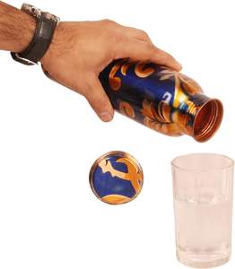 Botella decorativa de cobre con acabado brillante de alta calidad para agua potable botella de cobre reutilizable botella de agua de cobre puro - Product Image 1