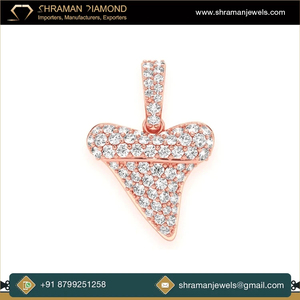 Collier pendentif élégant et tendance en or massif 14 carats avec breloques glacées, personnalisé, mignon, en forme de dent de requin, avec moissanite et diamants étincelants, bijoux fins, cadeaux - Product Image 2