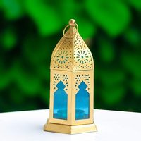 Lanterne marocaine perlée faite à la main, dorée, pour décoration de Noël, impression numérique, en fer, pour bougie, décoration intérieure