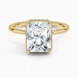 Tendencia 1ct Lab Grown Diamond Radiant Cut 14K Oro sólido Oculto Halo Anillo de compromiso Joyería para hombres y mujeres al mejor precio - Product Image 1