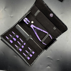 High Quality Purple Heavy-Duty Stainless Steel Tape Hair Extension Pliers <b>Silicon</b> Grip Clips Comb Hair Extension <b>Tool</b> Kit - Product Image 2