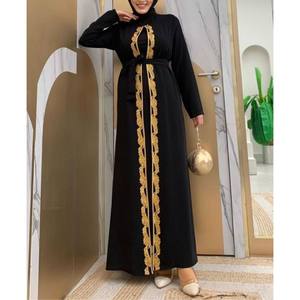 Abaya de Seda Satinada de Lujo Personalizada al por Mayor, Antiarrugas, Hecha a Mano, para Mujer, Estilo Dubái, Ropa Islámica, Manga Larga - Product Image 3