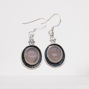 Pink <b>Rose</b> <b>Quartz</b> Handmade Jewelry Stone <b>Earrings</b> Natural October Birthstone 925 Sterling Silver Gemstone <b>Earrings</b> Gift for Her - Product Image 1
