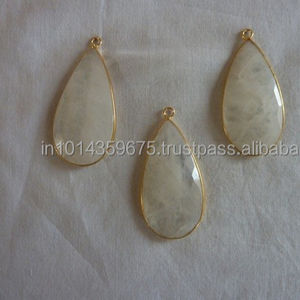 Venta al por mayor Rainbow Moonstones Bisel Conectores Plata de Ley con Chapado en Oro para Pulsera y Collar Colgante Joyería - Product Image 1