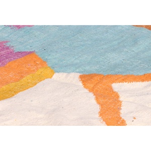 Alfombra Kilim hecha a mano marroquí, patrón rectangular abstracto colorido, tejido plano para sala de estar adolescente o pasillo, estilo moderno - Product Image 5