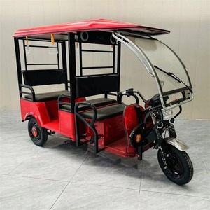 รถสามล้อไฟฟ้าสำหรับผู้โดยสาร 48V 501-800W ตัวถังปิด 4 ที่นั่ง โครงเหล็กสีแดง - Product Image 1