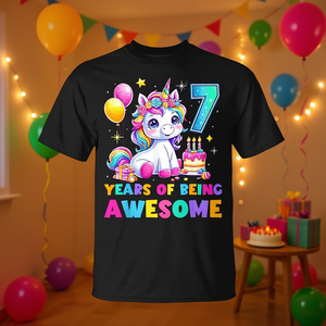 Camiseta de Unicornio para Niñas de 7 Años, Personalizada, Promocional, para Cumpleaños - Product Image 3