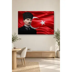 Fida Ataturk in Front of Waving Turkish Flag <b>Canvas</b> Print - Product Image 2