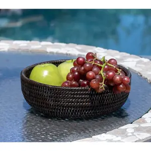 Elégant bol de service en rotin maillé fini naturel parfait pour les mariages, les événements et l'utilisation quotidienne de la cuisine à domicile Meilleurs prix - Product Image 4