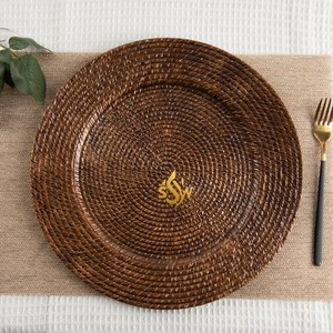 Cargador de ratán de estilo indio plateado Vendedor superior Placa de cargador de gran tamaño Placa de ratán de forma redonda Vajilla de restaurante Uso de boda - Product Image 5