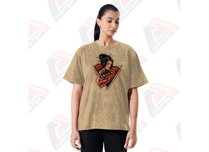 T-shirt à la mode pour femmes, tendance et délavé à l'acide, confortable, écologique, en denim, batik, velours côtelé, avec appliques et patchs de perles. - Product Image 3