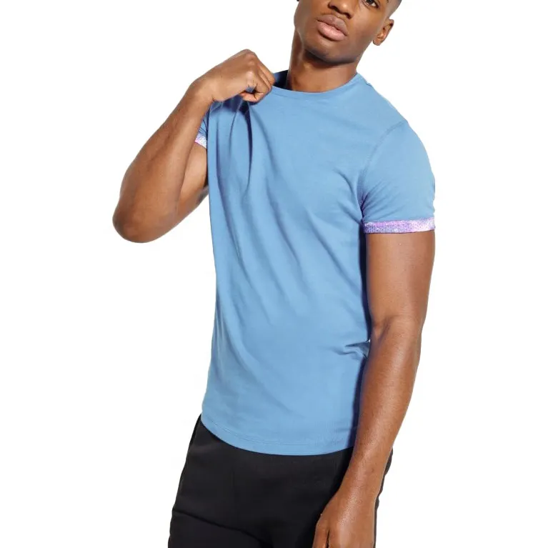 Hommes t-shirts mode perspectives côtelé poignets shorts manches marque t-shirts modèle porter en gros en vrac t-shirts