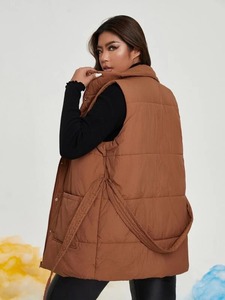 ¡Novedad de 2025! Chaqueta acolchada, abrigo de plumón de pato de invierno con cuello levantado, cierre de cremallera, chaleco sin mangas de burbujas de Color sólido - Product Image 6