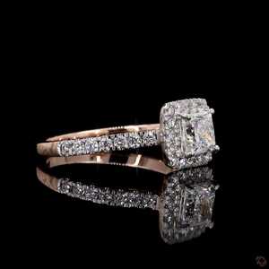 Anillo de compromiso con diamante halo de corte princesa de 1.70 quilates en oro rosa de 14 quilates, joyería nupcial hecha a mano - Product Image 1