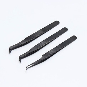 Pinzas de pestañas de plasma negro de alta calidad al por mayor extensión de pestañas de acero inoxidable respetuosa con el medio ambiente de etiqueta privada personalizable - Product Image 2