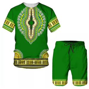 Summer 3D African Print Casual Men Shorts Suits Couple Outfits Vintage Style <b>Hip</b> Hop T Shirts +Shorts Male's Tracksuit Set - Product Image 3
