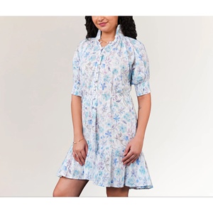 Elegant Casual Square Collar Women's Cotton Dobby Floral <b>Mini</b> Dress for Office and Partywear Available at Affordable Price - Product Image 6