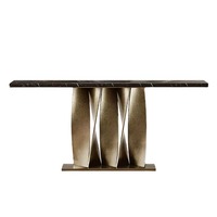 Grande remise Table de couloir d'entrée rectangulaire en marbre et acier inoxydable, table console en marbre pour la décoration intérieure d'hôtel