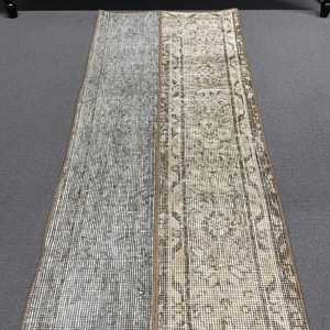 Turkish <b>Runner</b> <b>Rug</b> 1.6x9 ft (49x273 cm), Gray Solid Vintage <b>Rug</b> - Product Image 4