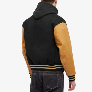 Manteau en cuir pour hommes, col de Baseball, broderie, Bomber, lettre, Logo personnalisé, vente en gros, Oem - Product Image 3