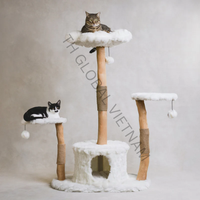 Arbre à chat en bois écologique, tour à chat multi-niveaux avec grattoir en corde et lit, exporté du Vietnam