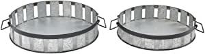 Round Galvanized Steel Trays <b>Set</b> of 2 in Galvanized Steel Black Decorative Standard With Tray Metal Galvanized Steel - Product Image 2