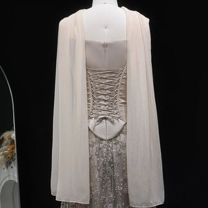 Abito da sera Jancember LSZ627 color champagne con perline di cristallo, abito da ballo senza spalline a trapezio, Vestido De Noche, per feste di fidanzamento formali - Product Image 6