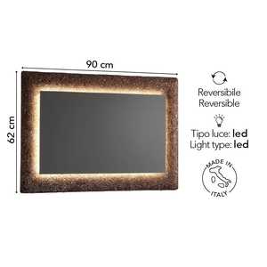 Miroir de vanité 90x62 avec éclairage LED intégré et cadre en verre fusionné bronze - Product Image 3