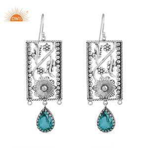 Joyería de plata de ley fina hecha a mano para mujer, joyería de plata de cuarzo aguamarina Santamaria Natural, regalo para ella - Product Image 1