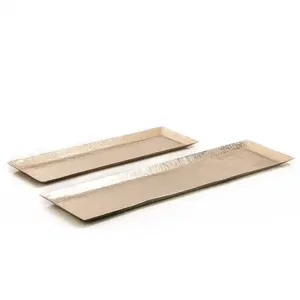 Ensemble de 2 plateaux design décoratifs modernes faits à la main plaqué or forme personnalisée plateau de service mariages fait à la main nouvel aluminium - Product Image 1