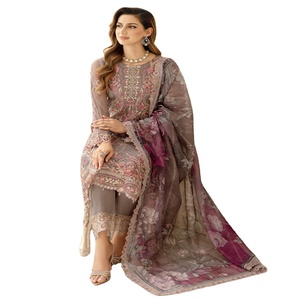 Trajes indios de 3 piezas Ramsha Vol para mujer, vestido maxi de gasa de lujo con Salwar Kameez, elegantes vestidos indios largos de Boutique - Product Image 1