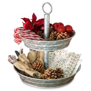 Support à gâteau galvanisé de Style lumineux avec support en cuivre, présentoir à Dessert rectangulaire multitâche à deux niveaux - Product Image 5