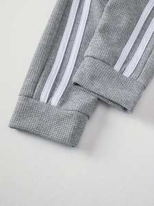 3 pièces de pantalons de survêtement unisexes, taille élastique, bandes latérales, texture gaufrée douce, poids lourd, coupe ample, noir/gris/bleu, automne/hiver - Product Image 5