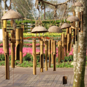 เครื่องดนตรีทำจากไม้ไผ่ธรรมชาติเคลือบสีแบบกำหนดเอง สำหรับการทำสมาธิ บำบัดด้วยเสียง ฝึกสติ ตกแต่งลานบ้านในวันตรุษจีน พร้อมสายร้องเพลง - Product Image 5