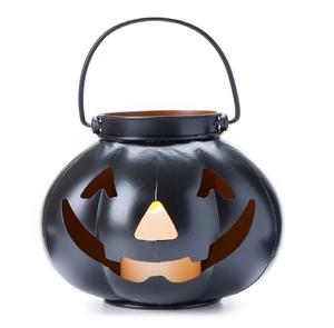 Lámpara LED Reutilizable con Forma de Calabaza de Halloween, Lámpara de Metal con Forma de Calabaza, Instalación en Mesa, Decoración de Truco o Trato, Cubo con Asa. - Product Image 4