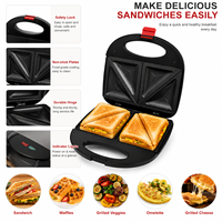 Nouvelle conception de grille-pain à sandwichs double face antiadhésif 4 tranches pour la cuisine à domicile