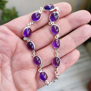 Handmade 925 Sterling <b>Silver</b> Amethyst <b>Bracelet</b> Crystal <b>Bracelets</b> & <b>Bangles</b> - Product Image 4