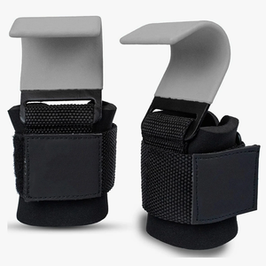Ganchos de levantamiento de pesas Correas de muñeca de levantamiento de alta resistencia Soporte de agarre de mano para Deadlifts Pull Ups Ganchos de levantamiento de pesas - Product Image 1