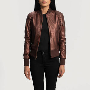 Veste en cuir d'agneau de haute qualité pour femmes, légère - Product Image 2
