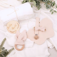 Ensemble cadeau nouveau-né ensemble cadeau bébé douche ensemble bébé glands couverture sucette chaîne bébé combinaison lapin anneau de dentition naissance boîte-cadeau