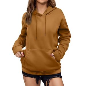 Sudadera con capucha de lana de gran tamaño con logotipo personalizado para mujer, Sudadera larga de algodón, ropa de calle de moda OEM de talla grande 2025 - Product Image 5